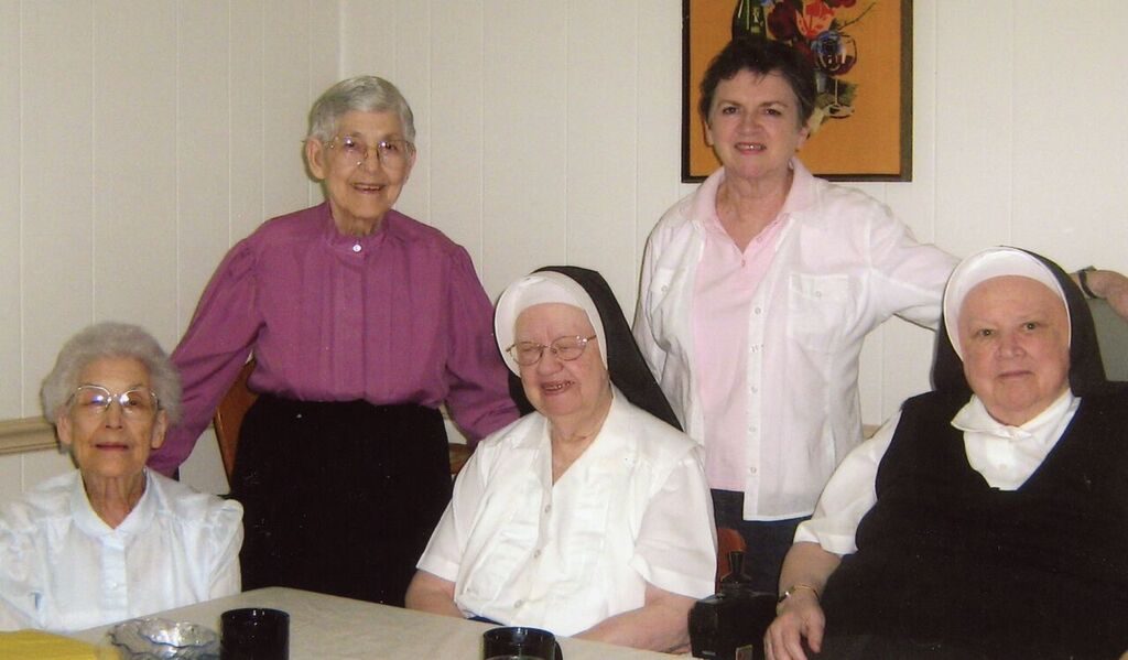Sister Bernardine Wiseman SL, her sibling Sister Theresa Louise Wiseman SL and friends, 2013