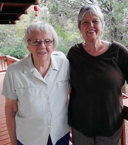 From left, Delores Kincaide and Judy Hayes are volunteers at Jemez Helping Hands. (Photo by Sandra Hareld)