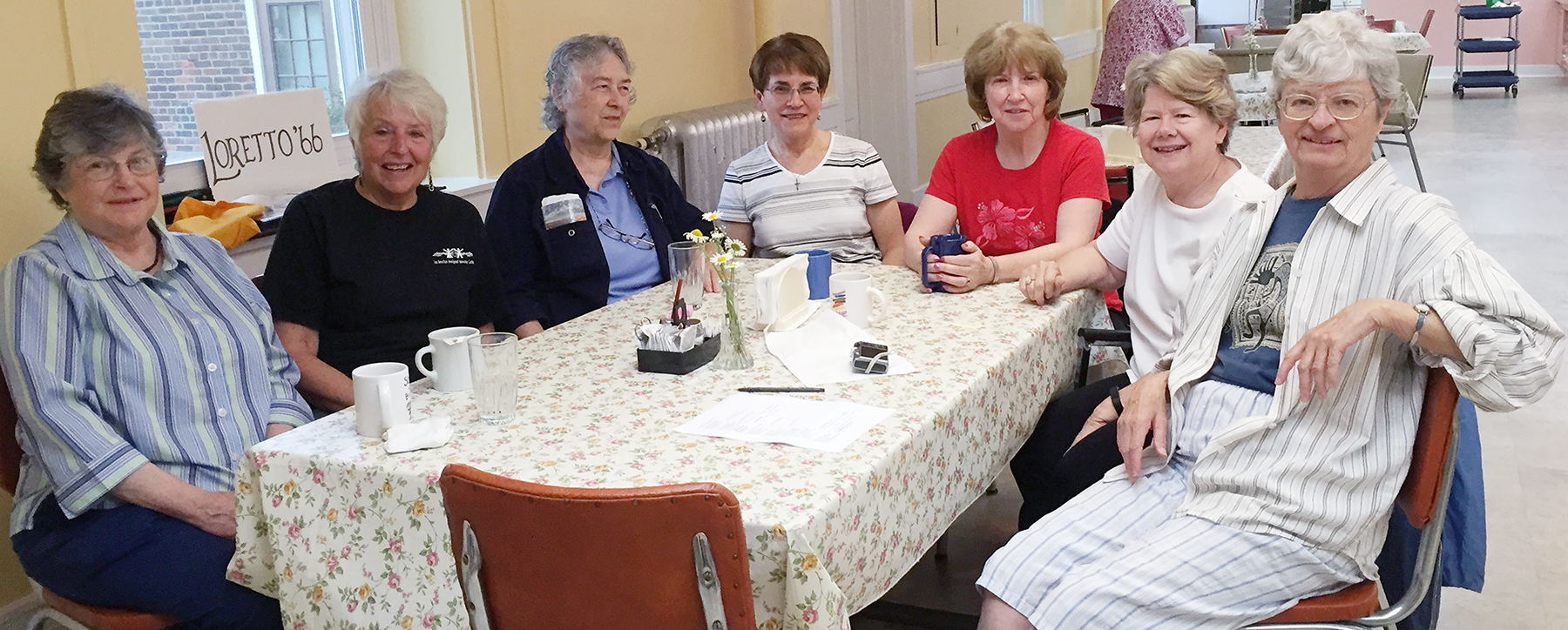 Loretto Class of ‘66 recently celebrated their 50th anniversary at the Loretto Motherhouse. From left are Sandy Tokarski, Mary Helen Sandoval, Marie Ego, Linda Spollen, Diane Elstein, Mary Beth Reese and Sue Charmley. (Photo courtesy of Sue Charmley)