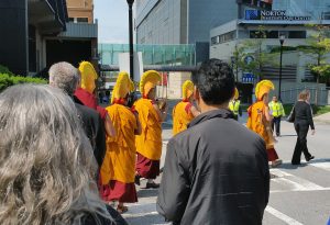 Monks lead the march procession. (Photo courtesy of Pat Geier)