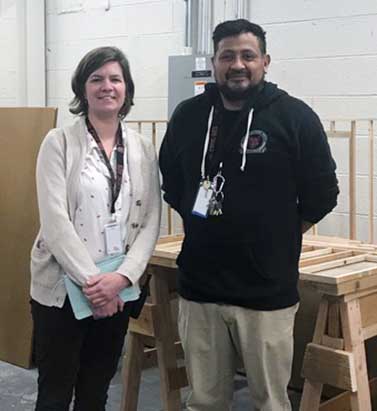 From left are Colorado High School Charter Principal Jackie Coppola and the charter school’s construction instructor Miguel Rivera. (Photo by Mary Helen Sandoval)