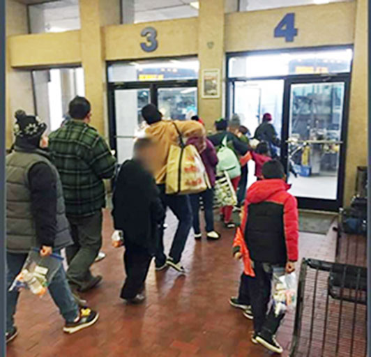 Passengers prepare to depart from the Louisville Greyhound Bus Station. (Photo courtesy of the Rev. Jim Flynn)