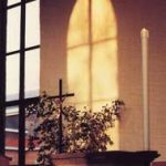 Sunlight shines through the window in the Motherhouse Church