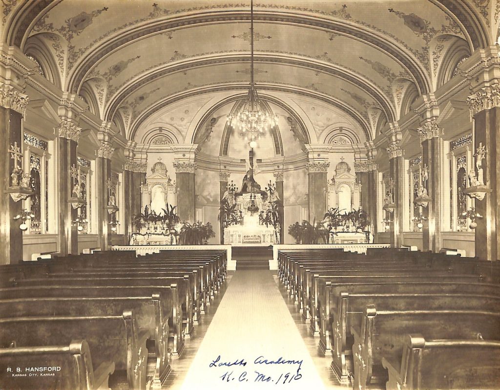 Historical photo of ornate chapel interior