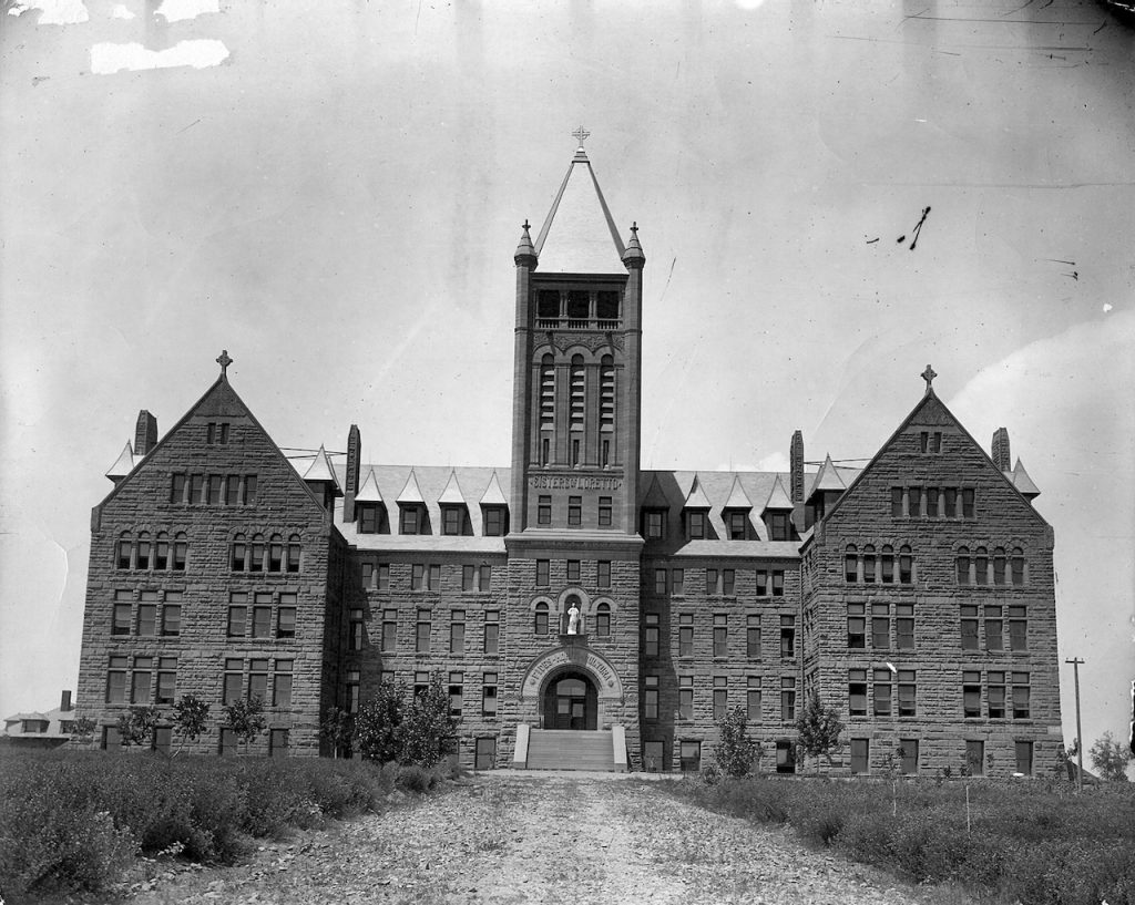 Archival photo of Loretto Heights College main building