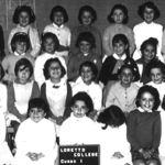 Black and white photo of an elementary school class photo