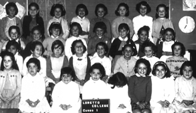 Black and white photo of an elementary school class photo