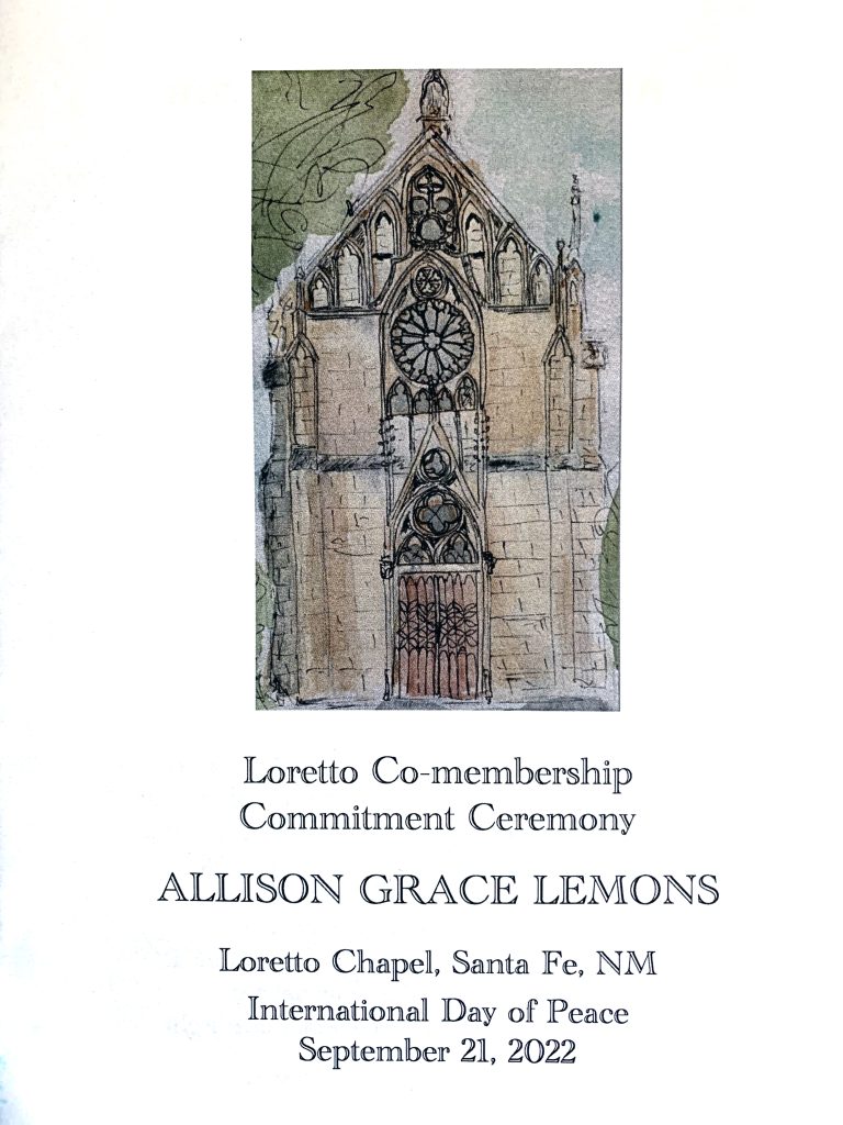 Allison’s program featured a painting of Loretto Chapel by her daughter-in-law, Martá Gyevikiof.