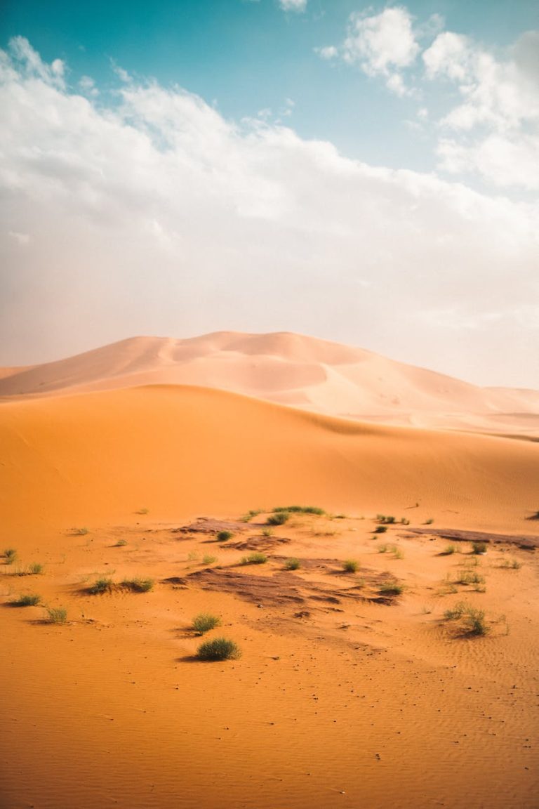 brown sand under white clouds