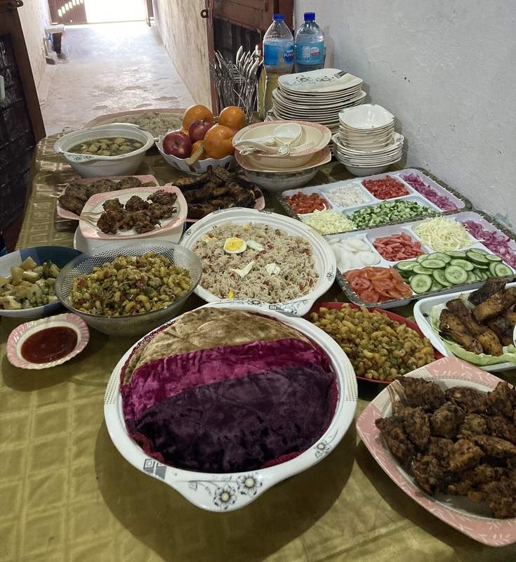 A table of colorful food in Pakistan.