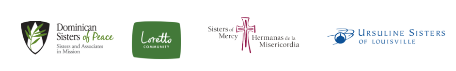 Logos for four communities of women religious: Dominican Sisters of Peace, Loretto Community, Sisters of Mercy and Ursuline Sisters of Louisville.