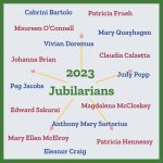 A display of names of 2023 Loretto jubilarians.