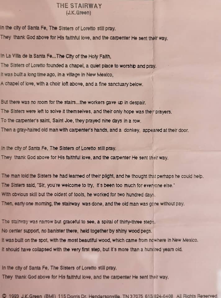 Photo of typed page of song lyrics.