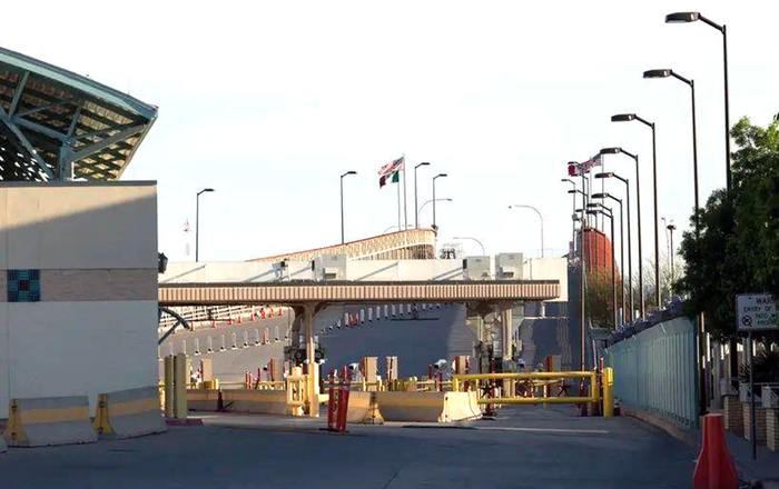 The border control bridge between El Paso, Texas, and Ciudad Juarez, Chihuahua, Mexico empty of people
