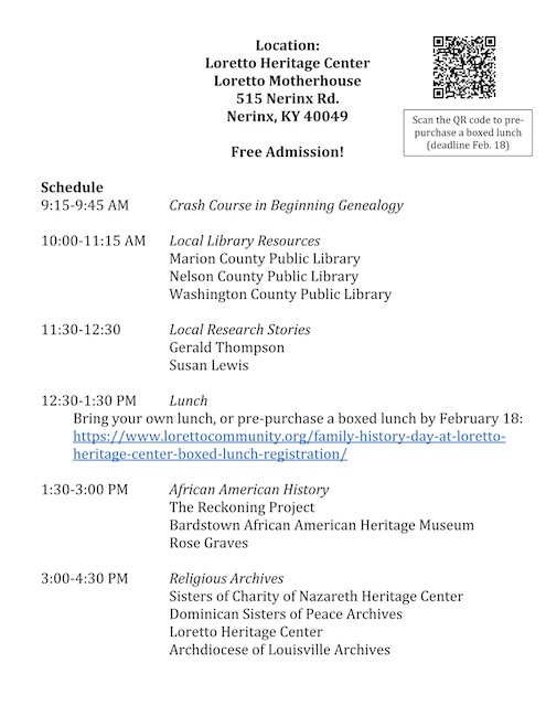 Page two of flyer for Family Day, with schedule and lunch order links.