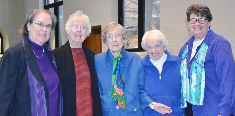 Five recent Loretto presidents pose for a photo.