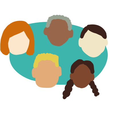 An illustration of cartoonlike heads of varied people