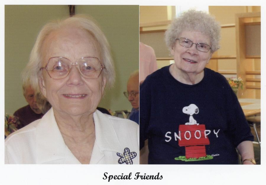 Split-screen photo of two smiling women, with the caption "Special Friends" below.