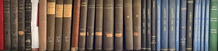 A close-up view of the spines of books on a shelf.