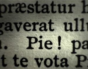 A clip of text with "Pie!" spotlighted in the middle.