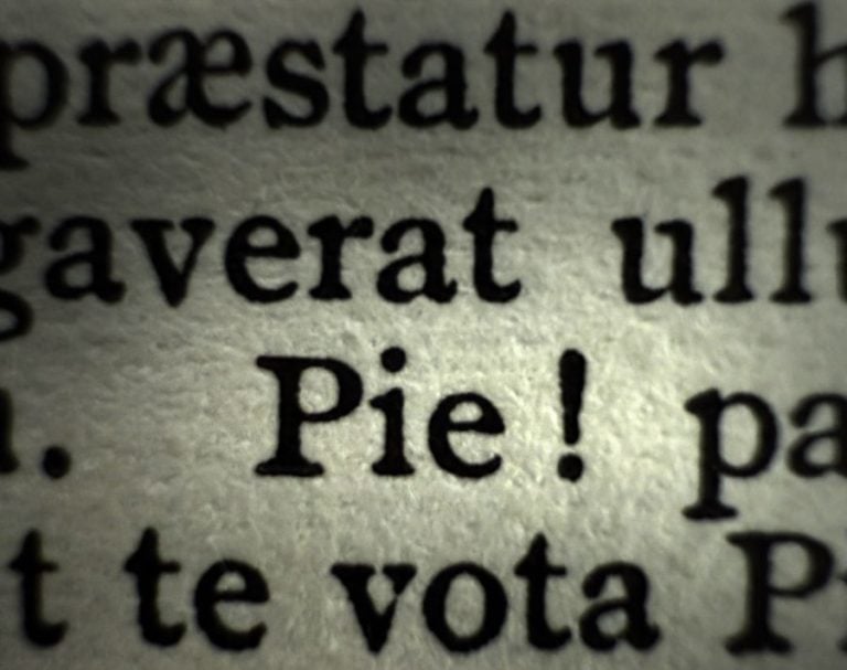A clip of text with "Pie!" spotlighted in the middle.