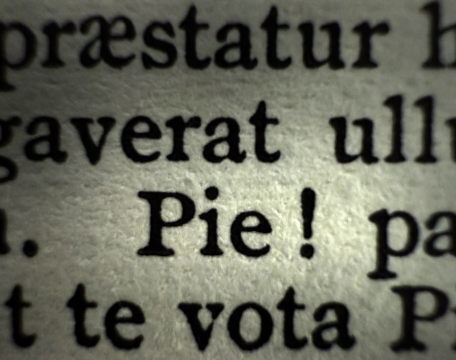 A clip of text with "Pie!" spotlighted in the middle.
