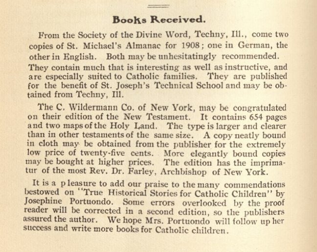 A scan of three paragraphs under the heading "Books Received"