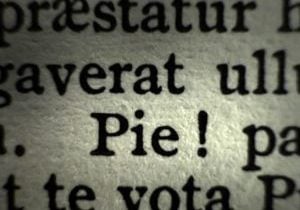 A clip of text with "Pie!" spotlighted in the middle.