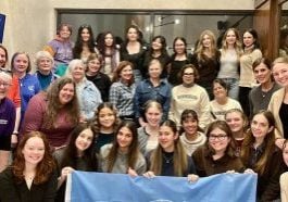 A group photo of the Loretto at the UN intergenerational contigent to CSW70.
