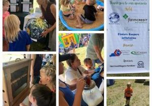 A collage of six pictures from the Ag Bash at the Motherhouse including photos of kids learning and having fun